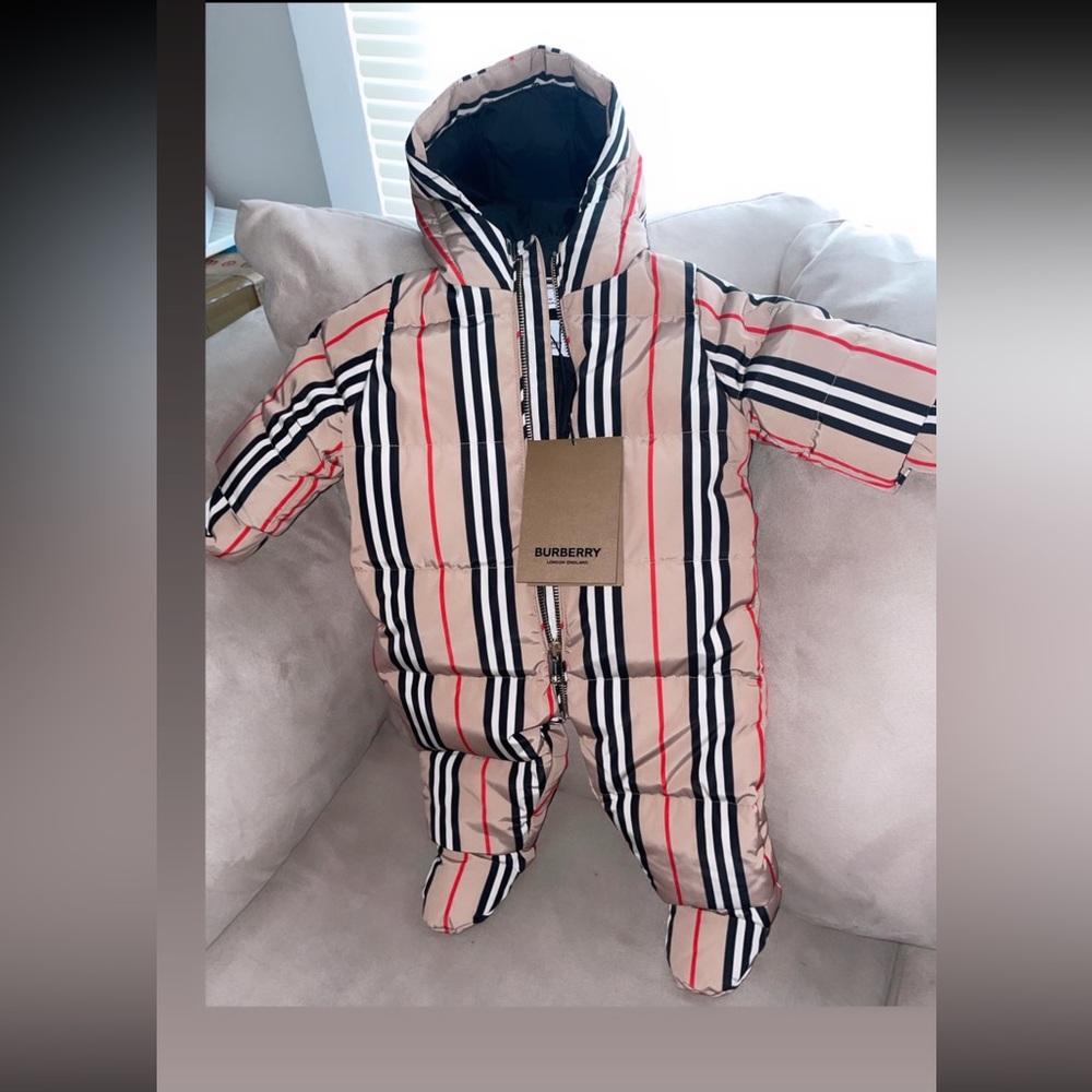 Burberry snowsuit size 6 months for sale $250 warn 6 times in great shape